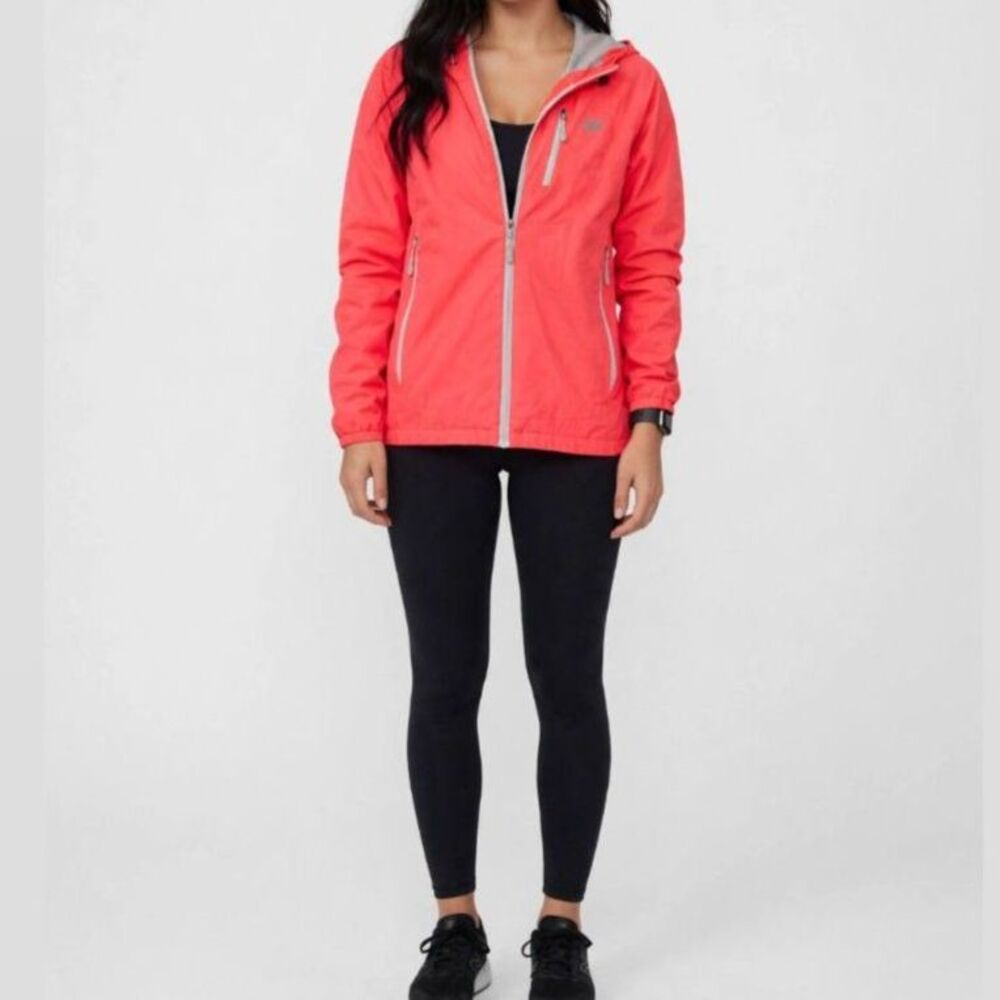 New Balance Neon Pink Coral Hooded Running Windbreaker Jacket